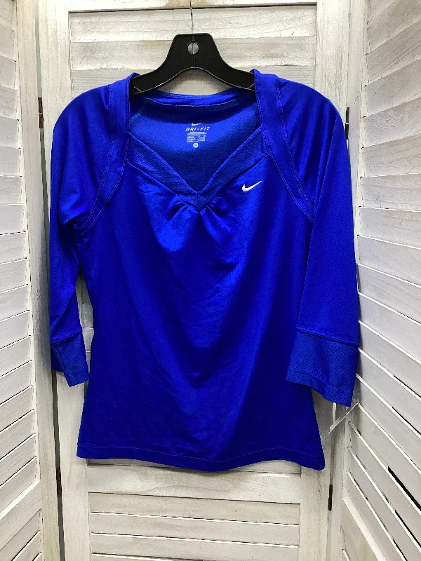 Button-up long sleeve Athletic Top Long Sleeve Crewneck By Nike In Blue, Size: M