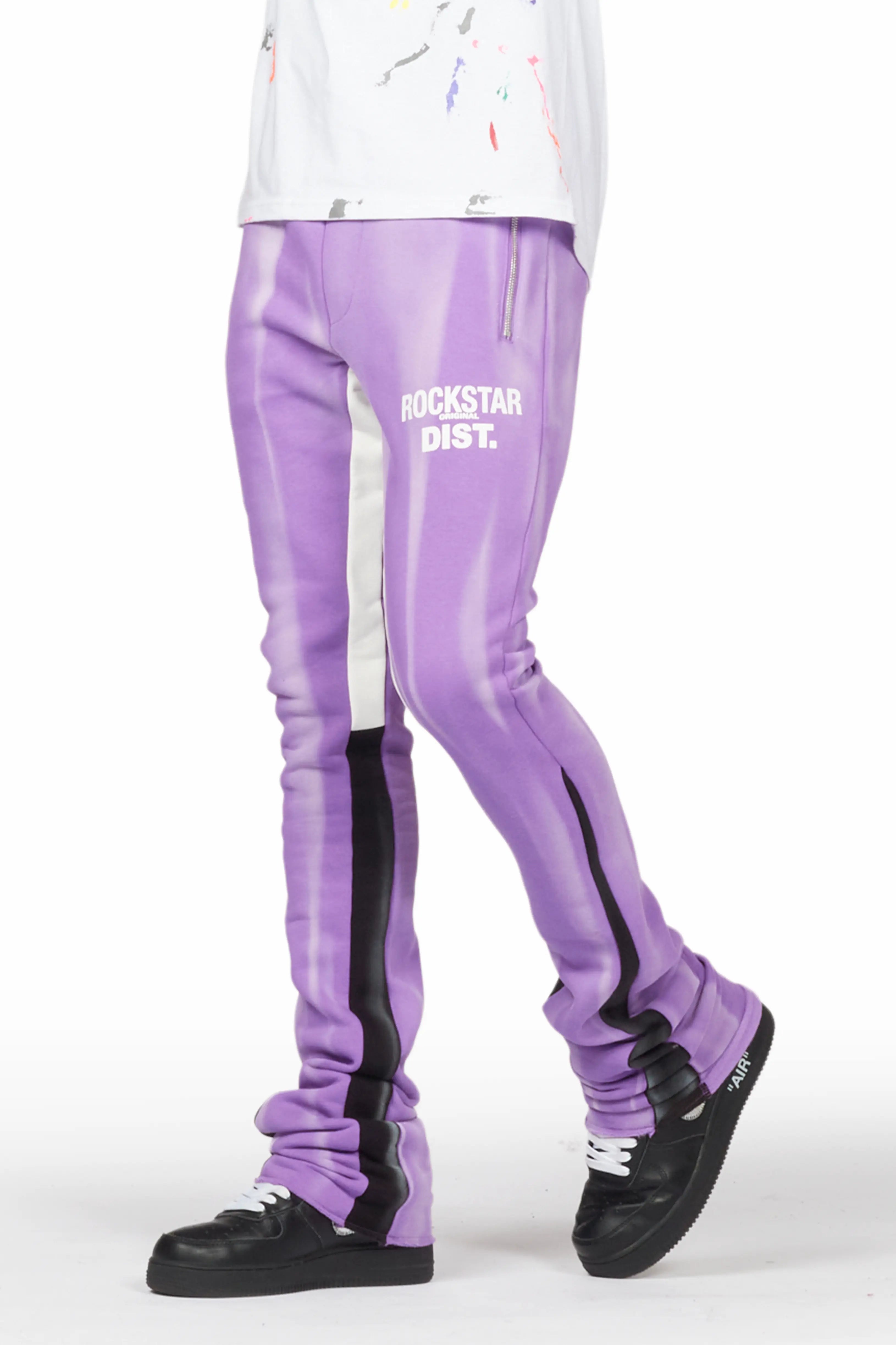 Stretch trousers Firoz Purple Graphic Stacked Flare Pant