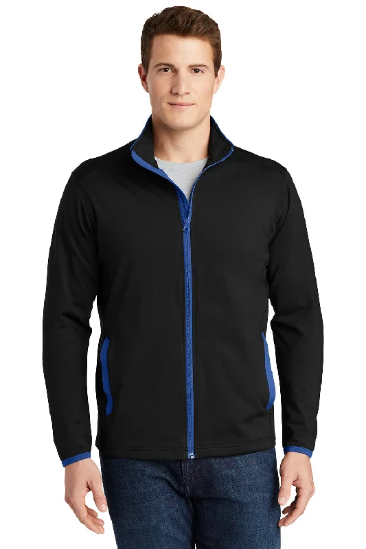 Urban-cool Sport-Tek Mens Sport-Wick Moisture Wicking Full Zip Jacket - Black/True Royal Blue