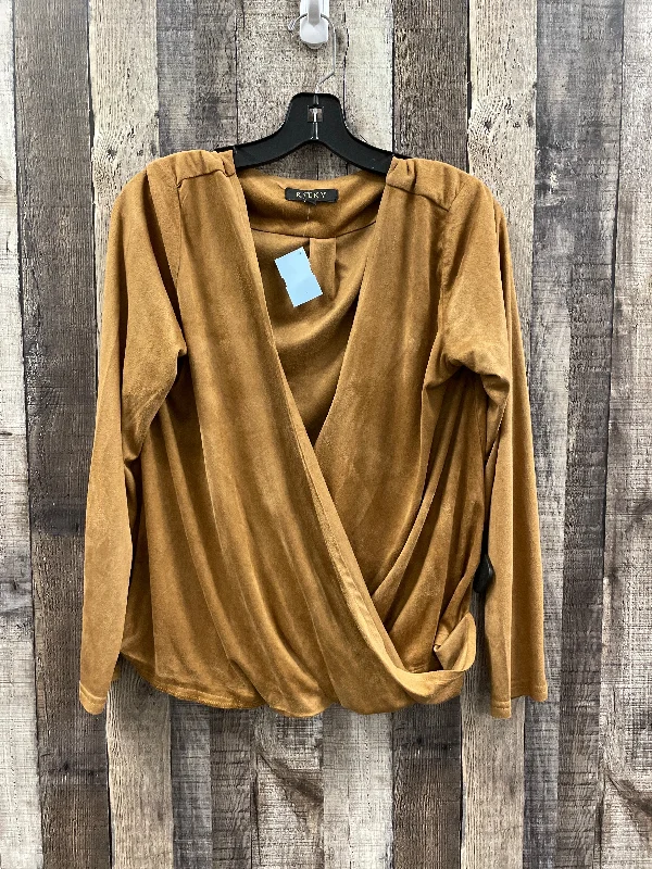 Casual wear Top Long Sleeve By Cme In Brown, Size: M