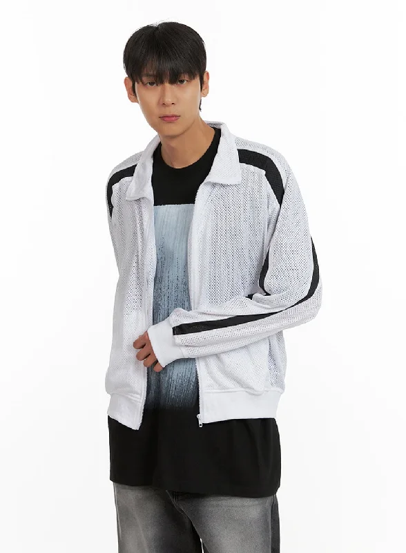 Sportwear-inspired  Men's Mesh Zip-Up Jacket IU418