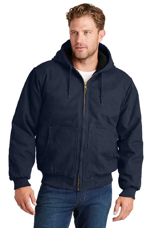 Customized-fit CornerStone Mens Duck Cloth Full Zip Hooded Jacket - Navy Blue