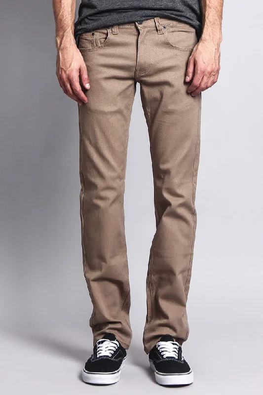 Printed pants Men's Slim Fit Colored Jeans (Taupe)