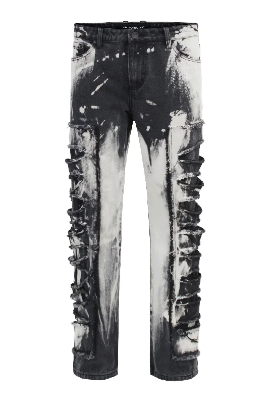 Printed pants Men's Heavy Distressed Baggy Fit Acid Washed Jeans