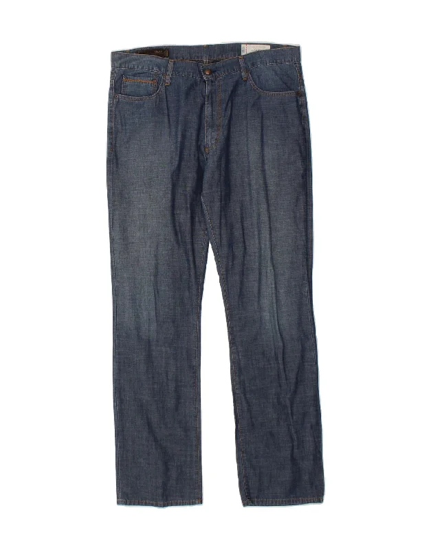 Straight-leg MARLBORO CLASSICS Mens Dawson Straight Jeans W38 L34 Blue Cotton