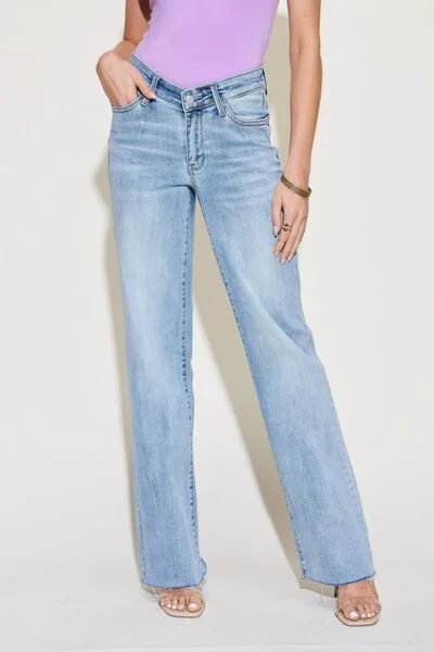 Palazzo pants Judy Blue V Front Waistband Straight Jeans