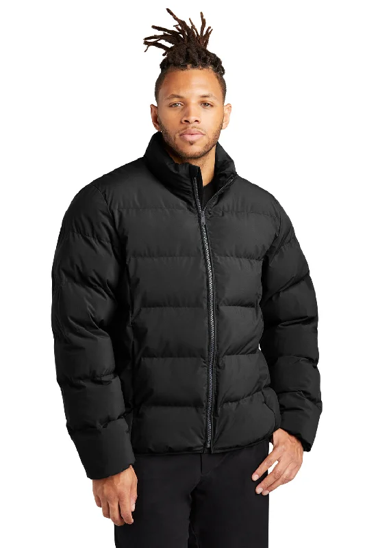 Long-line Mercer+Mettle Mens Water Resistant Full Zip Puffy Jacket - Deep Black