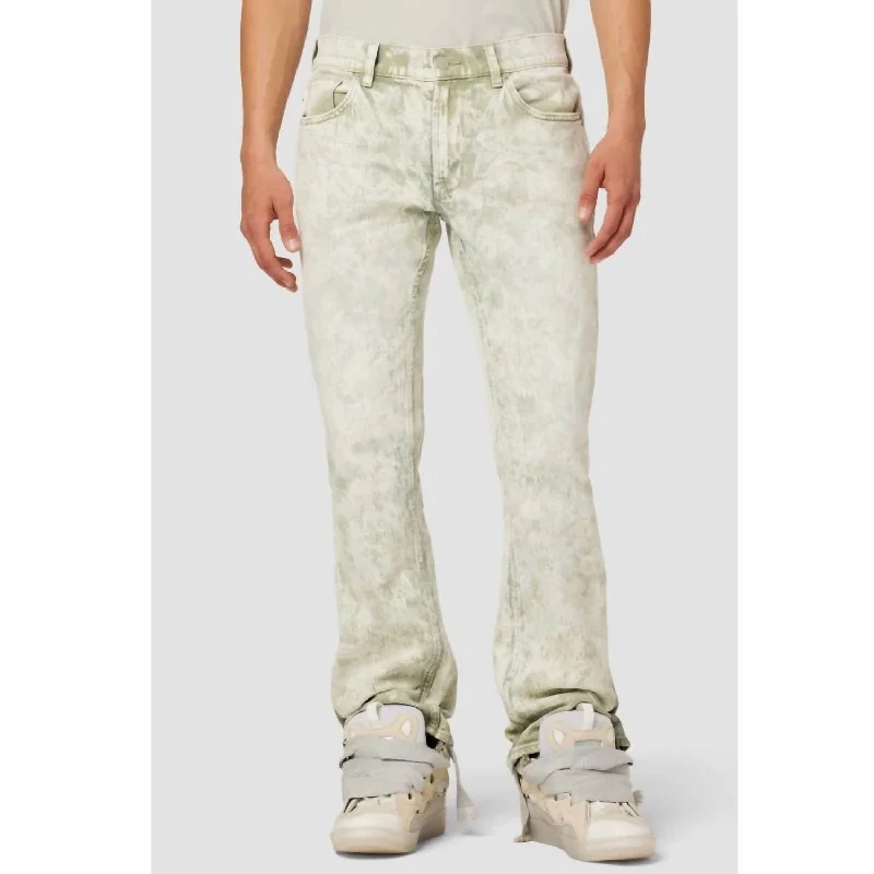 Patchwork Walker Kick Flare Jeans In Acid Army Wash