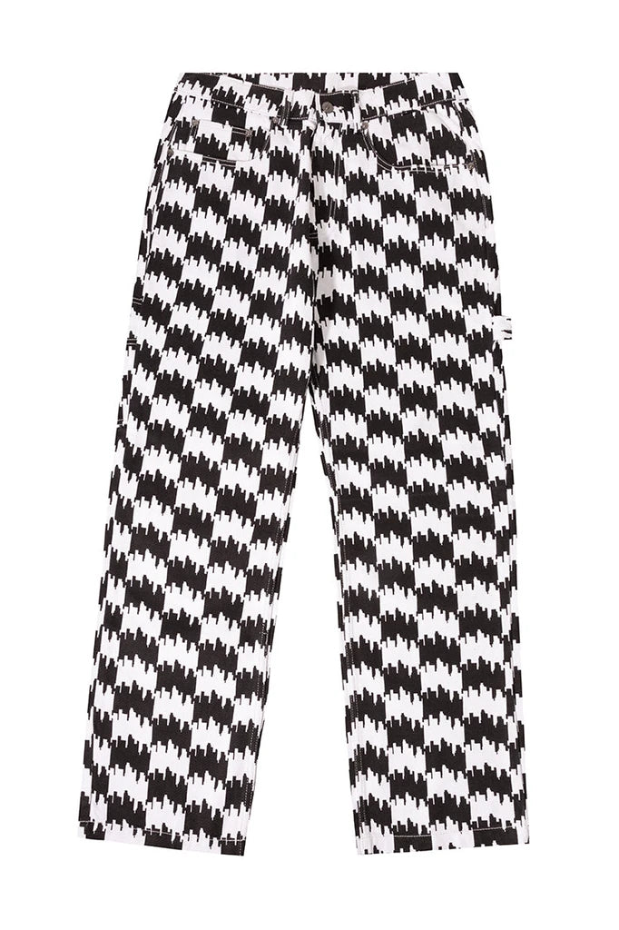 Warm pants THE HUNDREDS TOWNSTOOTH DENIM PANTS WHITE - L22F104017