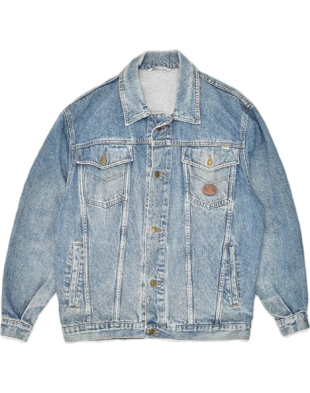 Military-inspired WAMPUM Mens Denim Jacket UK 38 Medium Blue Cotton