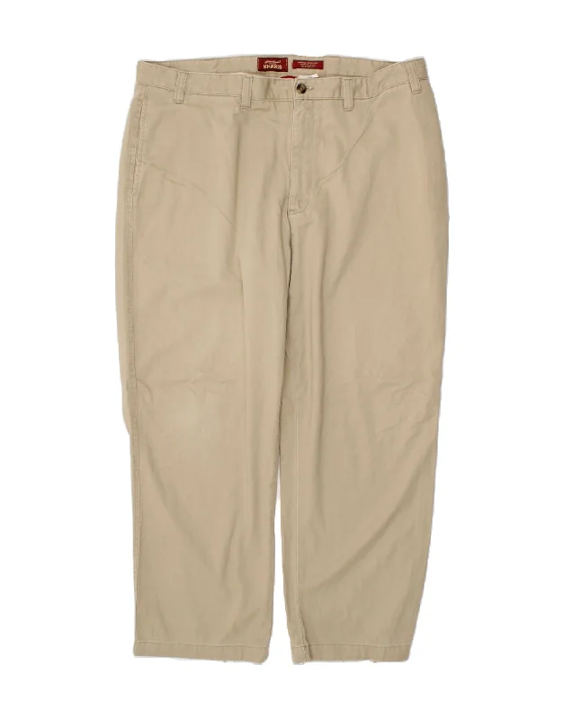 Casual denim EDDIE BAUER Mens Relaxed Fit Straight Chino Trousers W42 L30 Beige Cotton