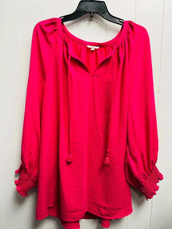 All-season long sleeve Top Long Sleeve By West Bound In Pink, Size: 3x