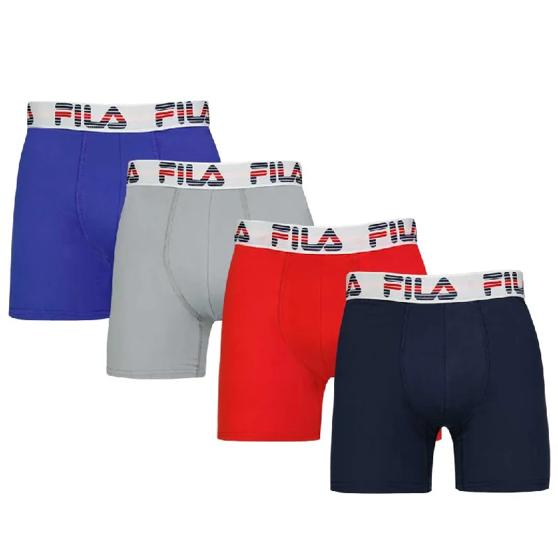 Comfortable FILA - Men's 4 Pack Spandex Boxer Brief (FM412BXPB13 700)