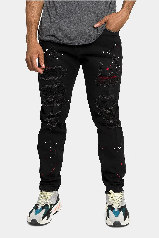 Sporty pants Paint Splattered Skinny Denim Jeans