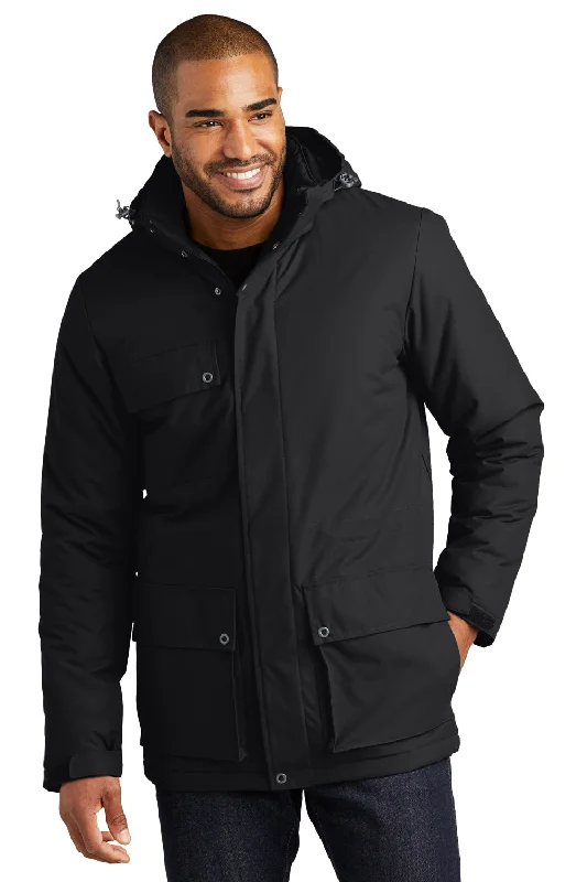 Classic-chic Port Authority Mens Excursion Water Resistant Full Zip Hooded Parka - Deep Black