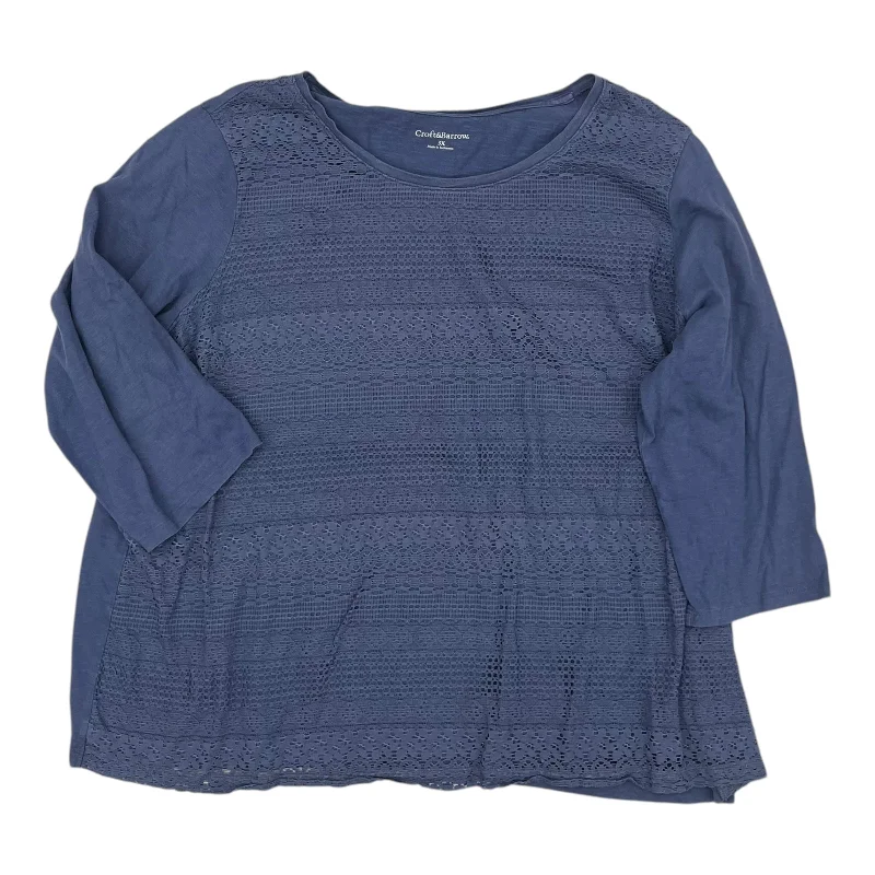 Cozy long sleeve Top Ls By Croft And Barrow In Blue, Size:3X