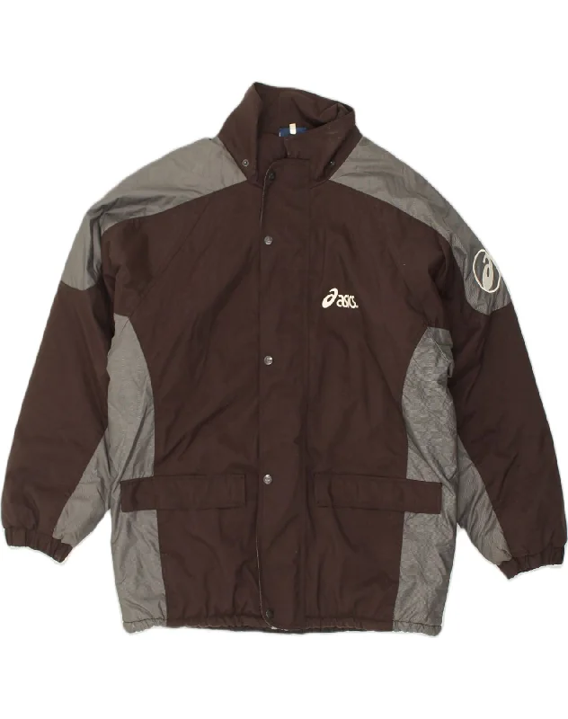 Dynamic-wear ASICS Mens Padded Jacket UK 38 Medium Brown Colourblock Polyester