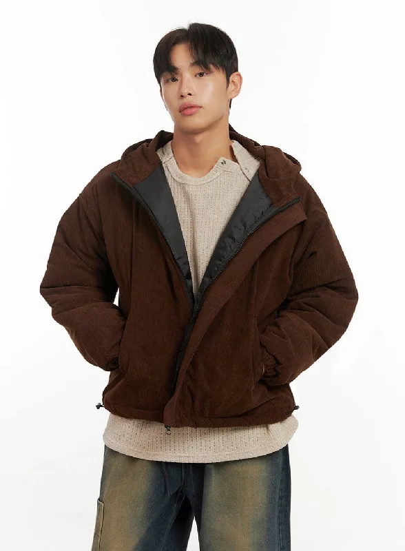 Retro-cool Men's Corduroy Hooded Jacket ID406