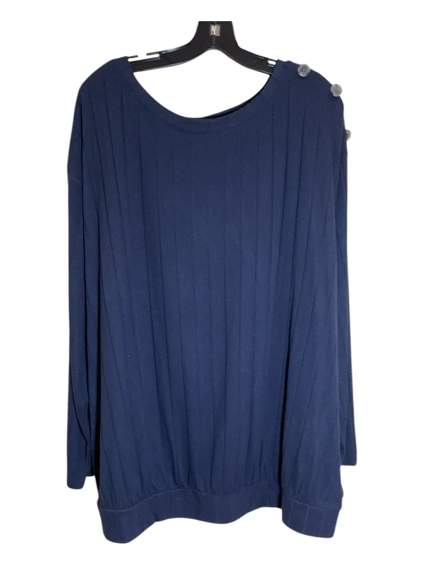 Cotton blend Top Long Sleeve By Lane Bryant In Blue, Size: 3x