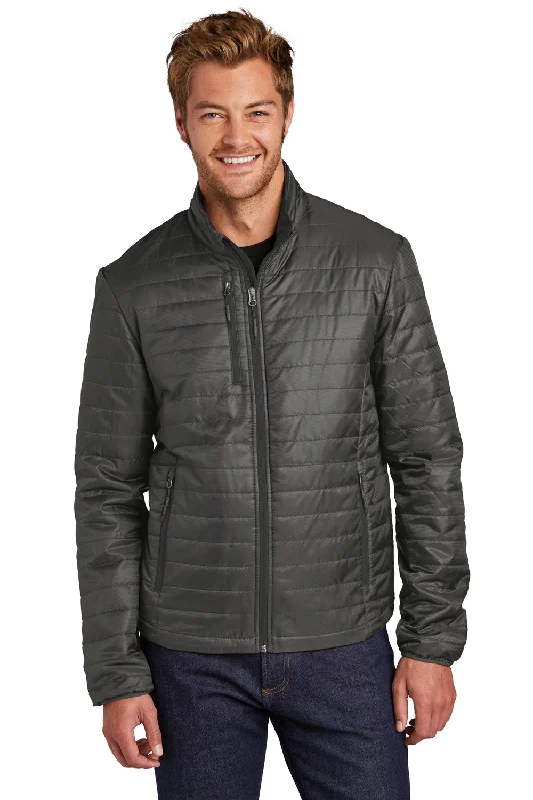 Classic-chic Port Authority Mens Water Resistant Packable Puffy Full Zip Jacket - Sterling Grey/Graphite Grey