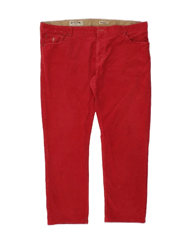 High-rise jeans MARLBORO CLASSICS Mens Regular Fit Corduroy Trousers W44 L31 Red Cotton