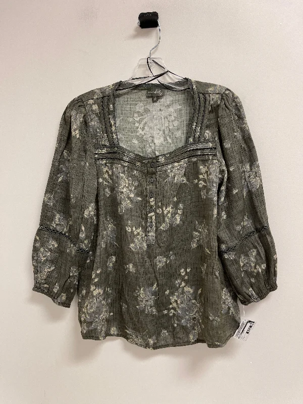 Long sleeve blouse Top 3/4 Sleeve By Wonderly In Green, Size: S