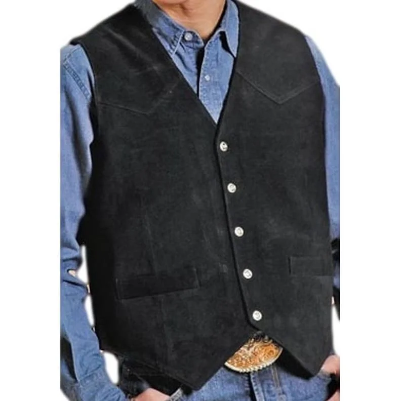 Sportwear-inspired  Roper Western Vest Mens Leather Snap Tall Black 02-075-0500-0809 BL