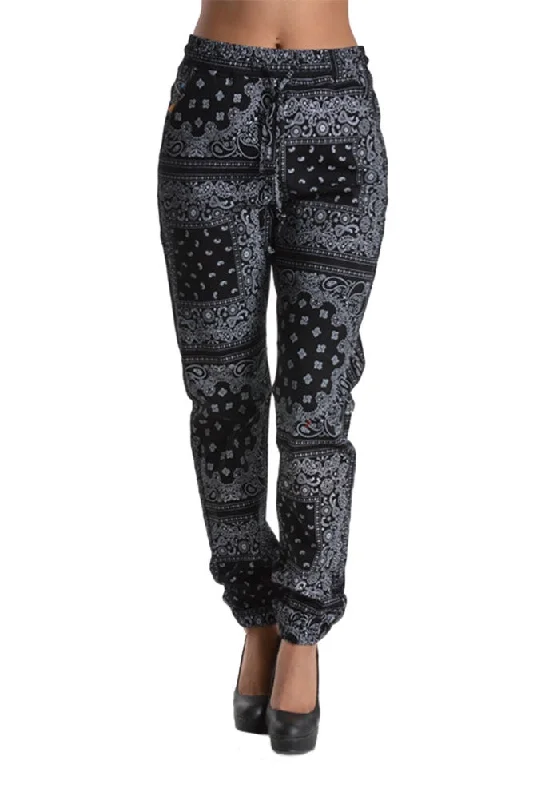 Work pants Women's Offset Bandana Print Twill Jogger Pants