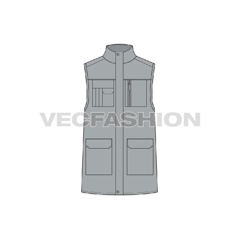 Functional-wear Mens Body Warmer Vector Sketch