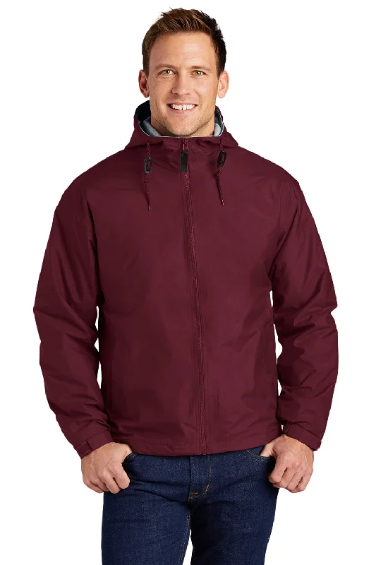 Functional-wear Port Authority Mens Team Wind & Water Resistant Full Zip Hooded Jacket - Maroon