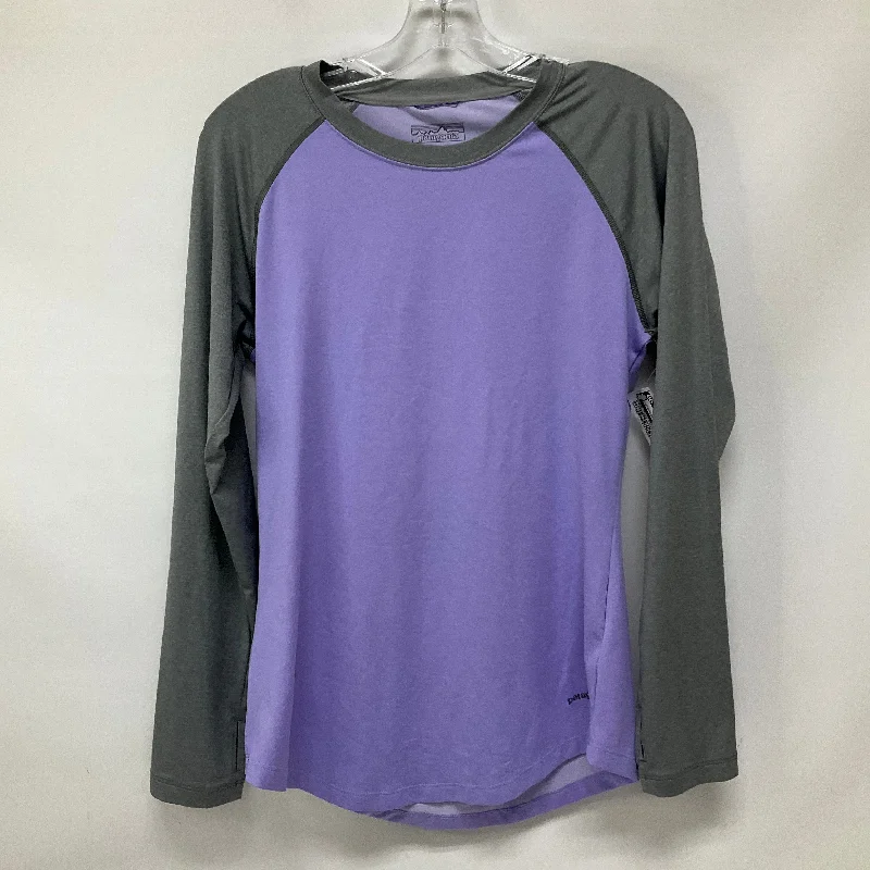 Eco-friendly fabric Athletic Top Long Sleeve Crewneck By Patagonia In Purple & Silver, Size: S