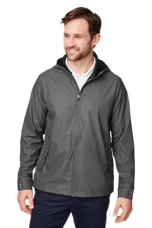 Recycled-materials Devon & Jones Mens New Classics Prescott Water Resistant Full Zip Hooded Rain Jacket - Graphite Grey