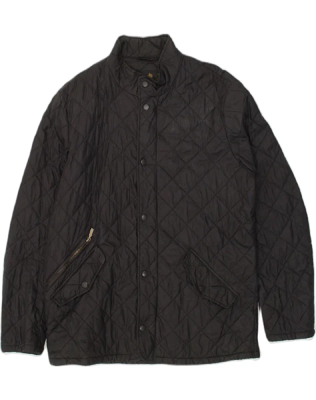 Tailored-wear BARBOUR Mens Quilted Jacket UK 40 Large Black Polyamide