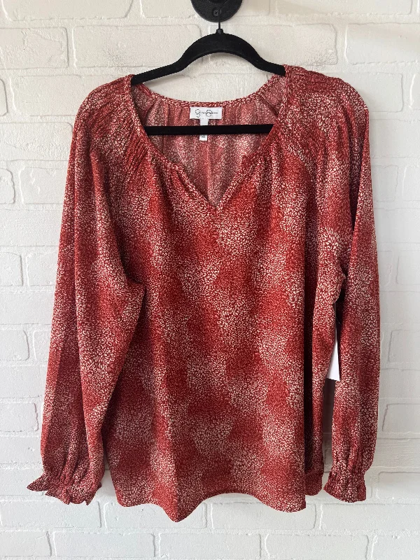 Layering long sleeve Top Long Sleeve By Jessica Simpson In Orange, Size: Xl