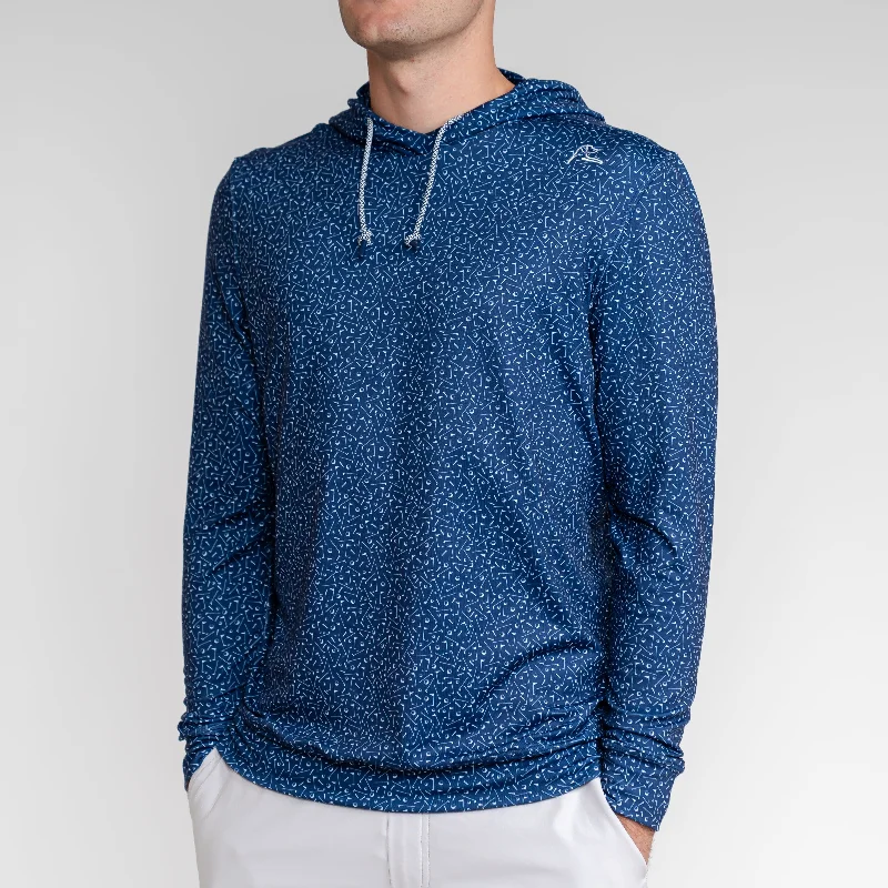 Bold-and-edgy Hesi Performance Hoodie | The Mulligan - Admiral Navy/White