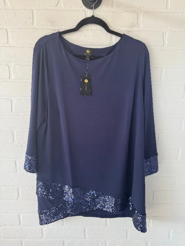 Slim-fit top Top Long Sleeve By Jm Collections In Blue, Size: Xl