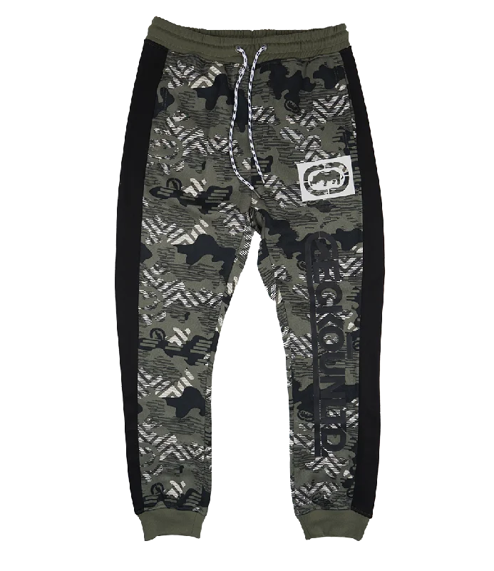 Vintage style ECKO UNLTD FLEECE JOGGER PANTS OLIVE CAMO - EO31G632