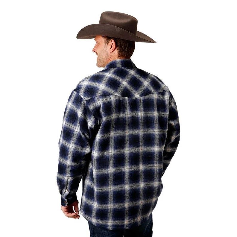 Off-duty Roper Western Jacket Mens Tall Flannel Blue 03-097-0719-4696 BU