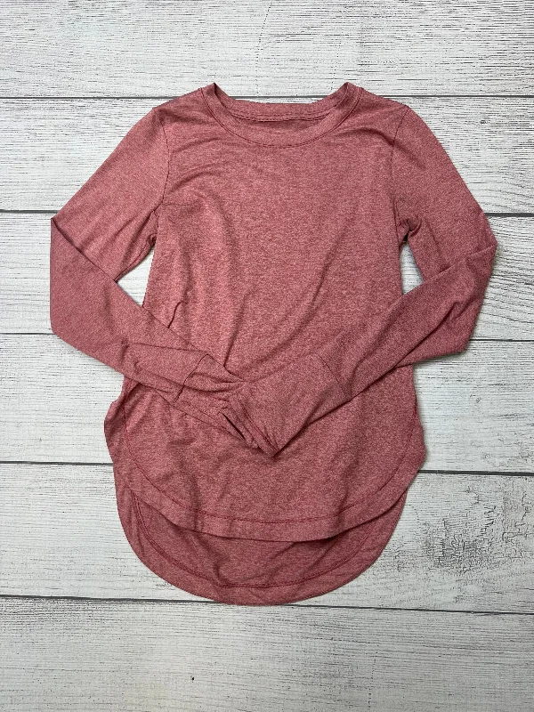 Embroidered long sleeve Red Athletic Top Long Sleeve Crewneck Athleta, Size Xxs