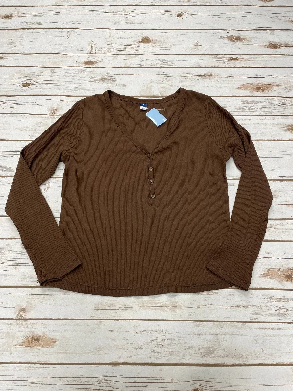 Eco-friendly fabric Top Long Sleeve By Old Navy In Brown, Size: L