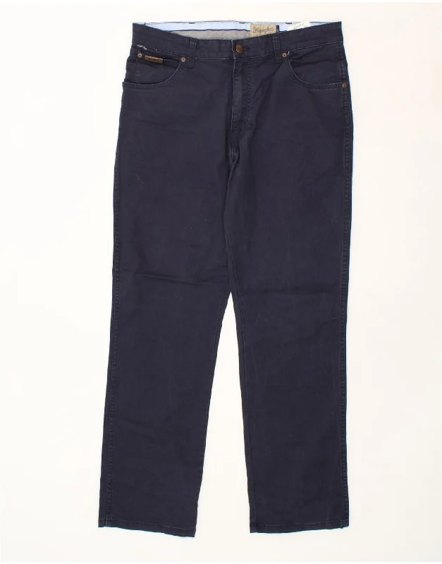 Raw indigo WRANGLER Mens Texas Straight Casual Trousers W34 L30  Navy Blue Cotton