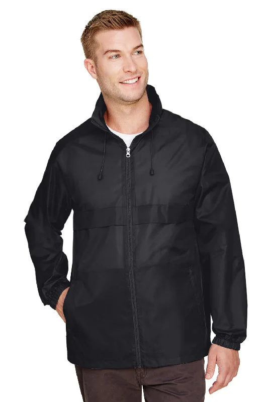 Cozy-texture  Team 365 Mens Zone Protect Water Resistant Full Zip Hooded Jacket - Black