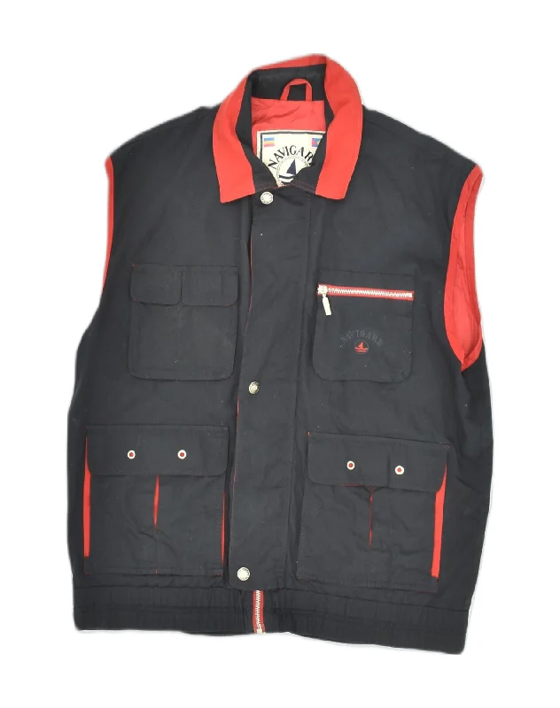 Designer NAVIGARE Mens Utility Gilet UK 38 Medium Black