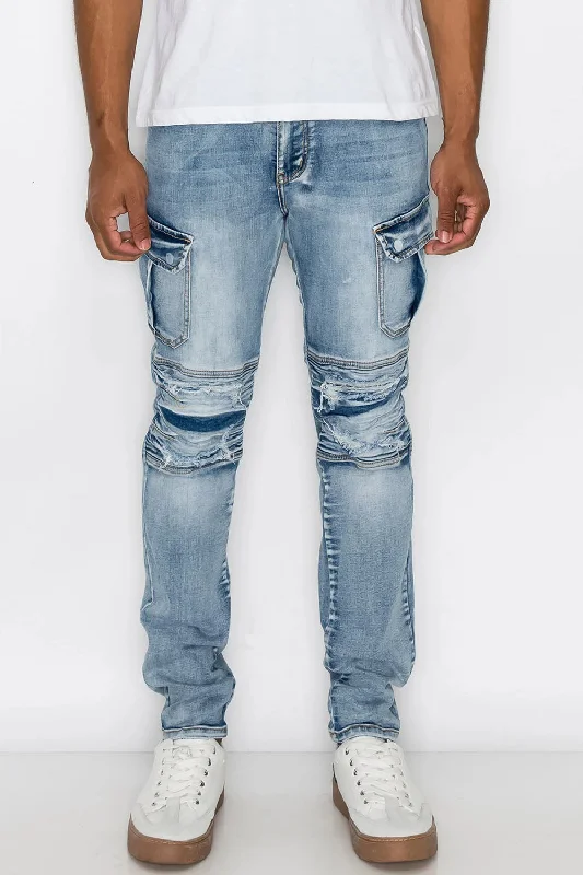 Straight-fit pants Biker Cargo Denim Jeans