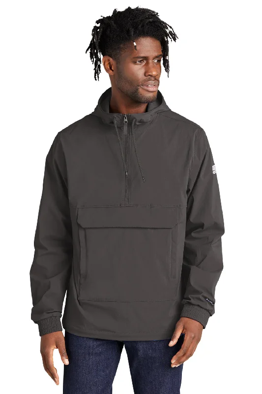 Long-line The North Face Mens Wind & Water Resistant Packable 1/4 Zip Anorak Hooded Jacket - Asphalt Grey - Closeout