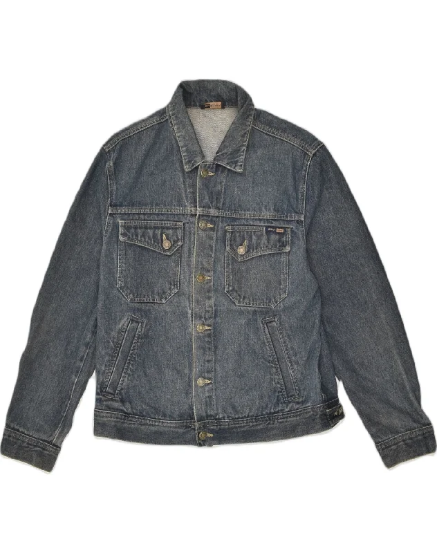 Streetwear WITBOY Mens Denim Jacket UK 38 Medium Navy Blue Cotton