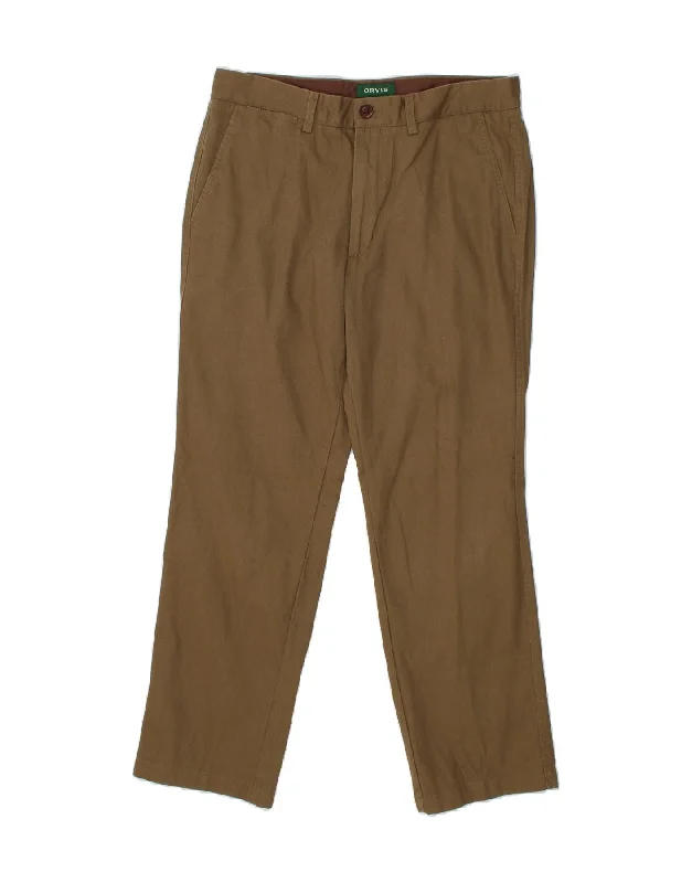 Bootcut ORVIS Mens Straight Chino Trousers W32 L30 Brown Cotton