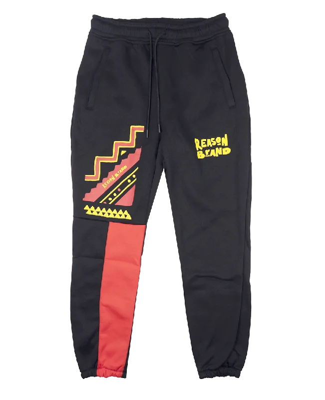 Straight-fit pants REASON FLEECE JOGGER SWEATPANTS BLACK - TR-61