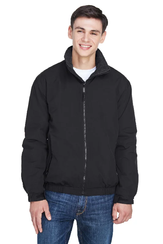 Long-line UltraClub Mens Adventure Wind & Water Resistant Full Zip Jacket - Black