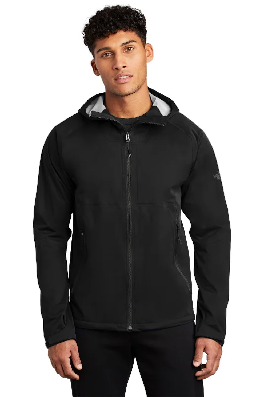 Long-line The North Face Mens All Weather DryVent Windproof & Waterproof Full Zip Hooded Jacket - Black